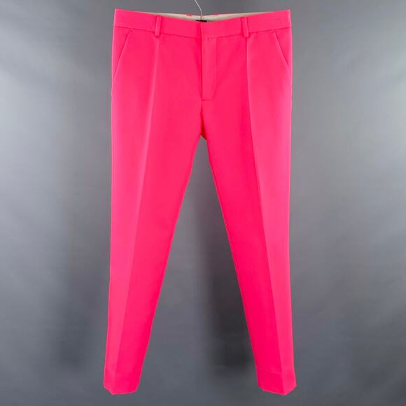 WALTER VAN BEIRENDONCK Size 32 Pink Fuchsia Polyester Flat Front Dress Pants - Picture 1 of 6